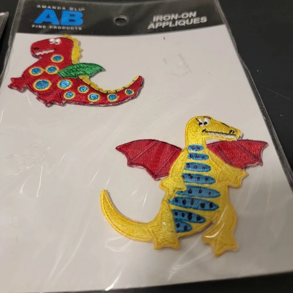 Lot of 2 - 6 Amanda Blu Pirate Dragon Embroidered Iron‎ On Applique Patches